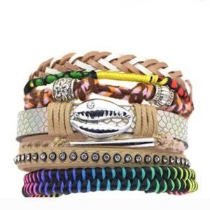Beautiful multi-strand women's rope and leather bracelets. Secure Magnetic clasp